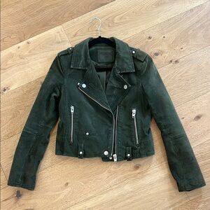 Blank NYC Green Leather Suede Moto Jacket